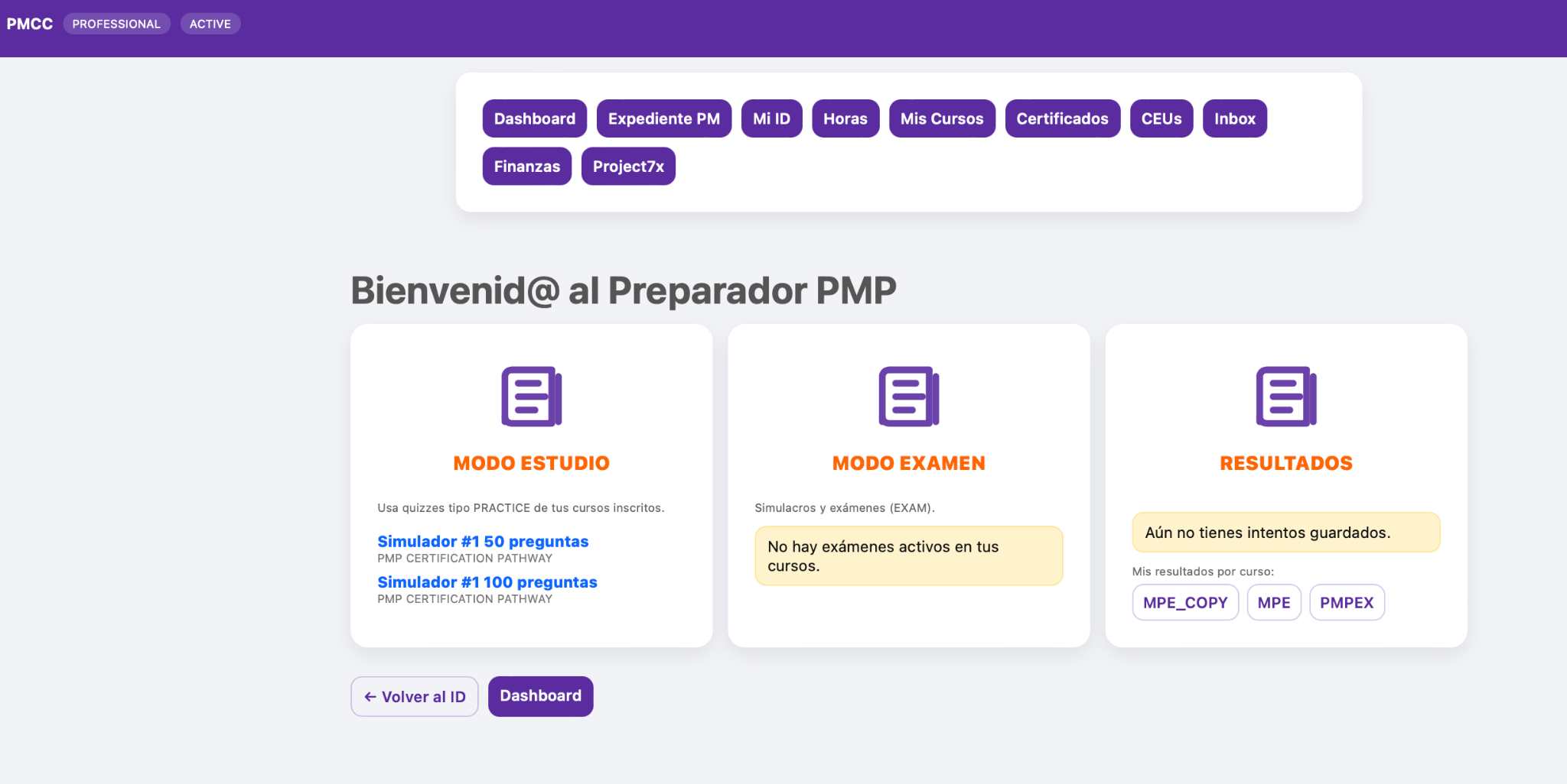 Simulador de examen PMCC
