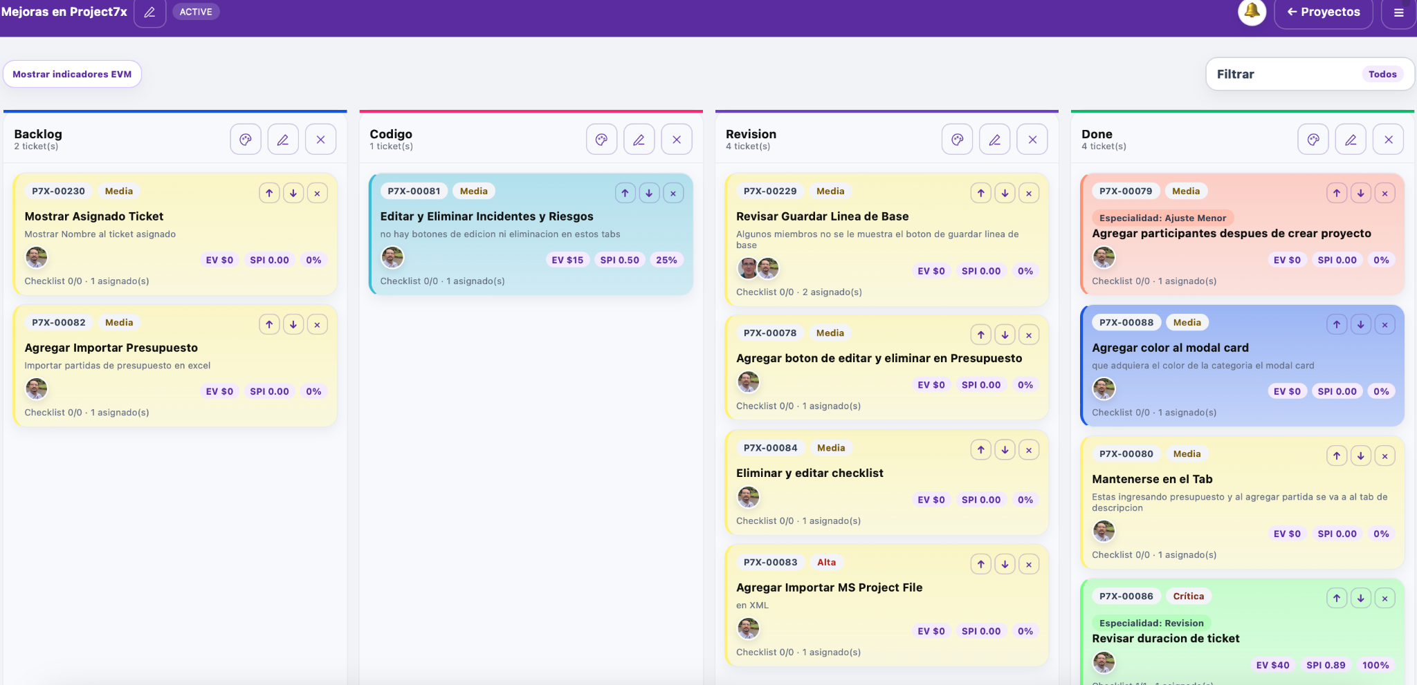 Project7x Kanban y EVM