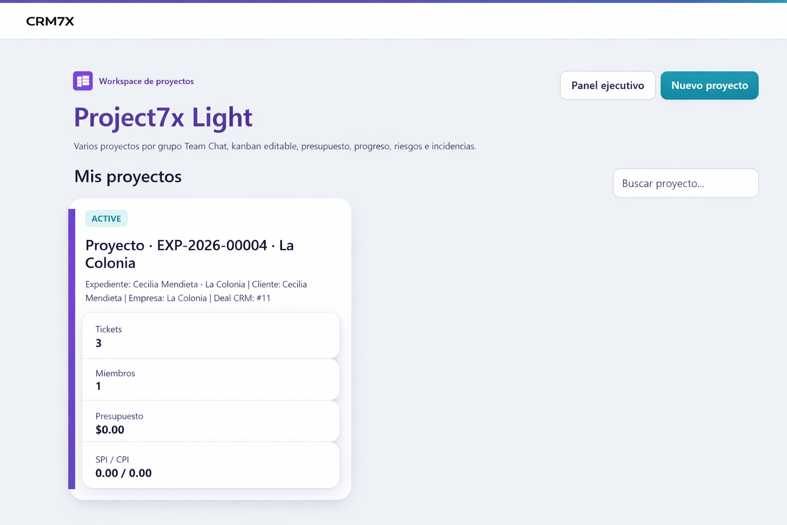 Dashboard ejecutivo Project7x